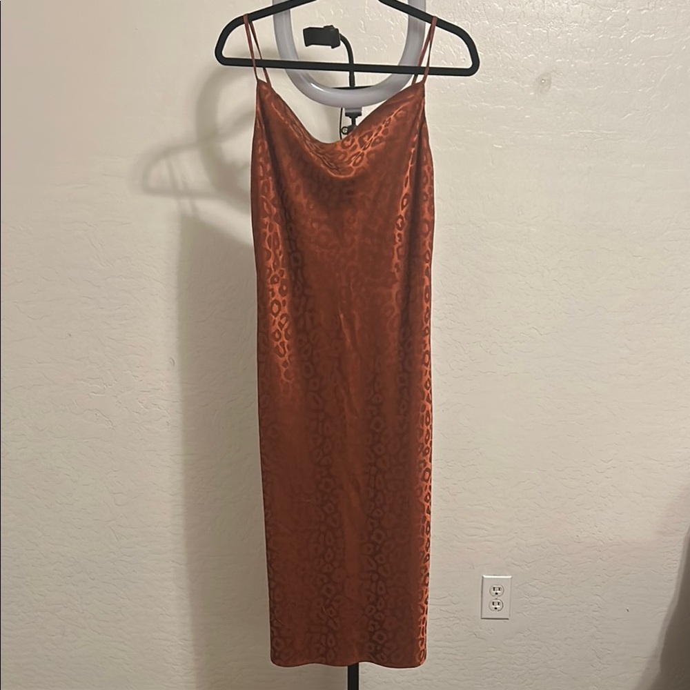 Leopard Print Satin Slip Dress